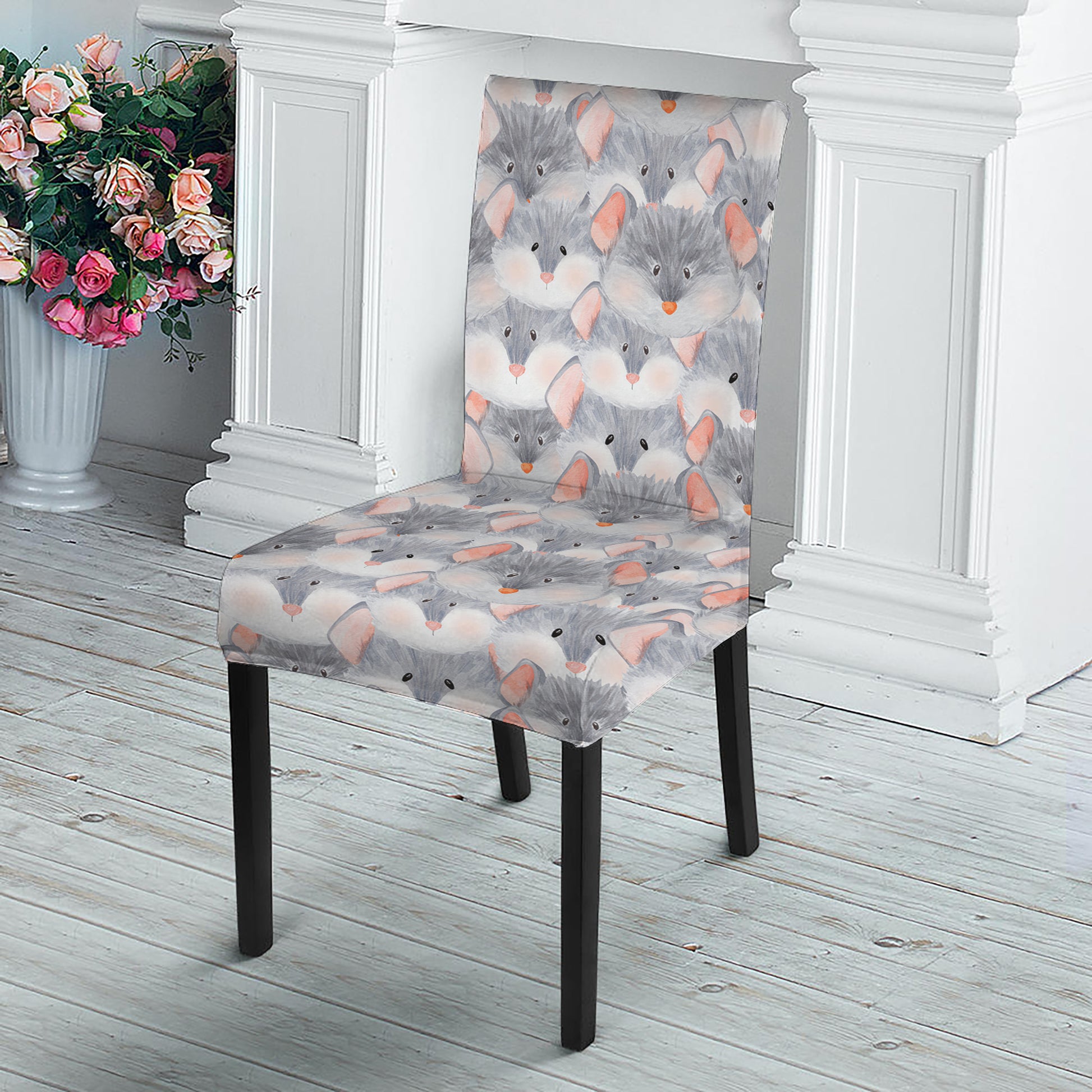 Watercolor Rat Pattern Print Dining Chair Slipcover