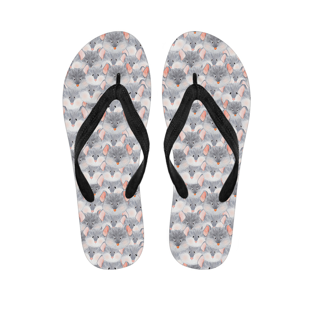 Watercolor Rat Pattern Print Flip Flops