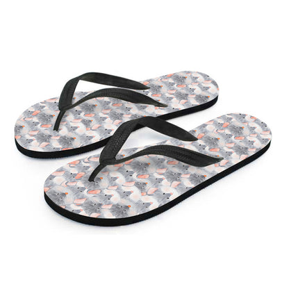 Watercolor Rat Pattern Print Flip Flops
