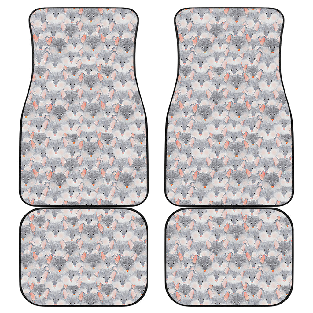 Watercolor Rat Pattern Print Front and Back Car Floor Mats