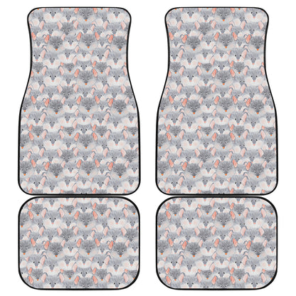 Watercolor Rat Pattern Print Front and Back Car Floor Mats