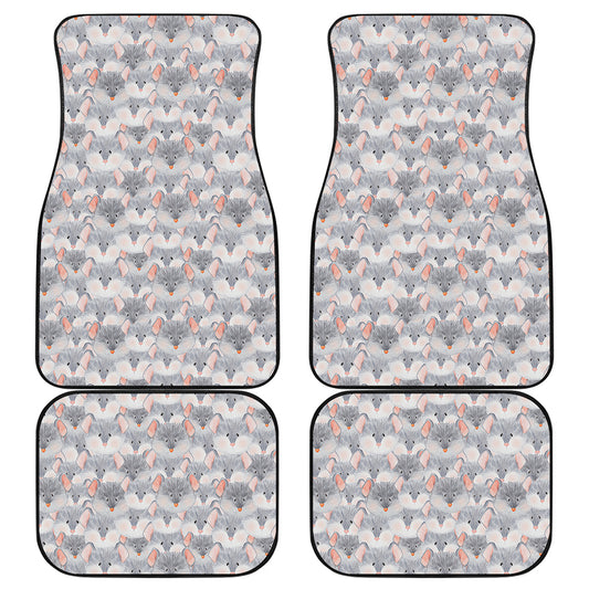 Watercolor Rat Pattern Print Front and Back Car Floor Mats
