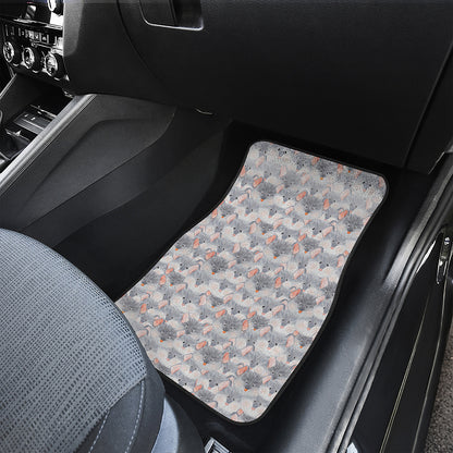 Watercolor Rat Pattern Print Front and Back Car Floor Mats