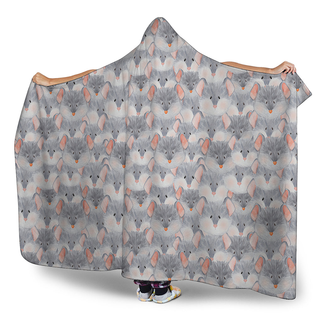 Watercolor Rat Pattern Print Hooded Blanket
