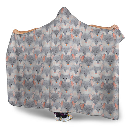 Watercolor Rat Pattern Print Hooded Blanket