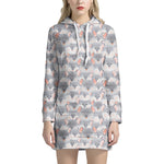 Watercolor Rat Pattern Print Hoodie Dress