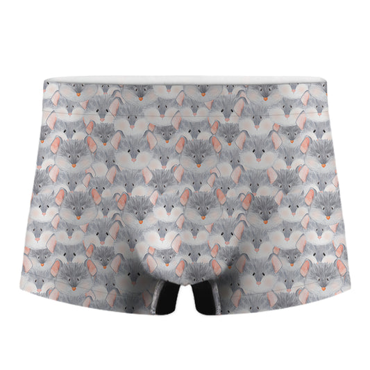 Watercolor Rat Pattern Print Men's Boxer Briefs