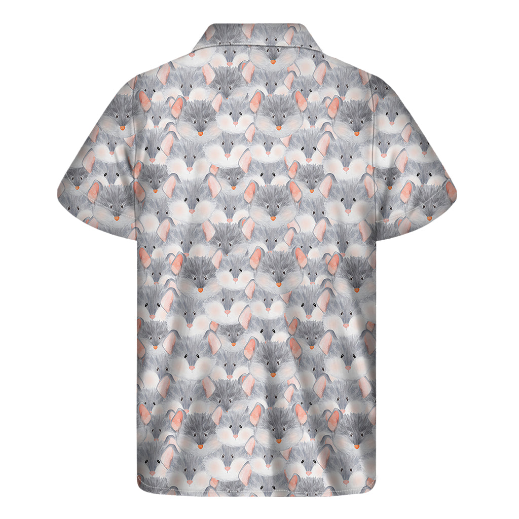Watercolor Rat Pattern Print Men's Short Sleeve Shirt