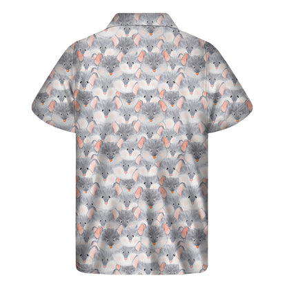Watercolor Rat Pattern Print Men's Short Sleeve Shirt