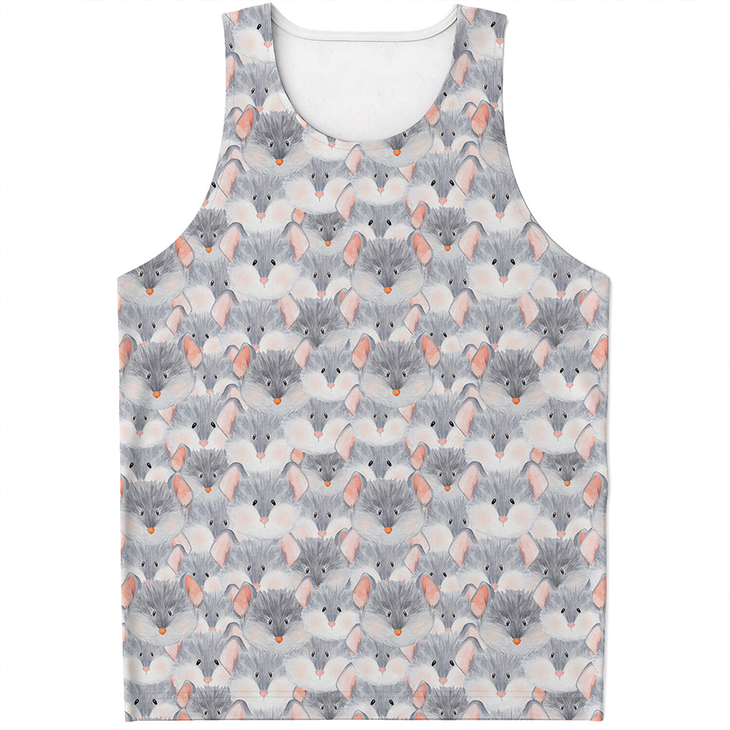 Watercolor Rat Pattern Print Men's Tank Top