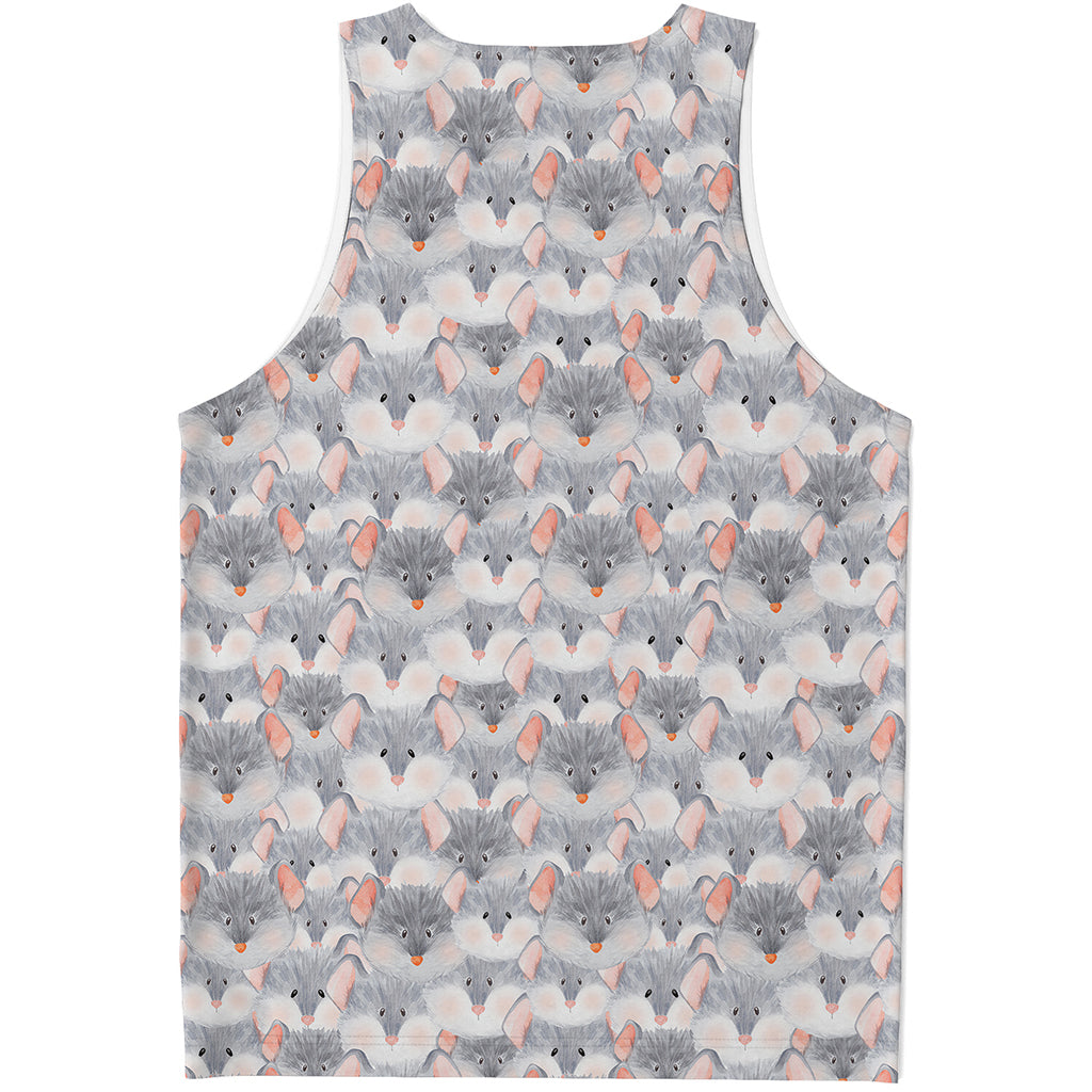 Watercolor Rat Pattern Print Men's Tank Top