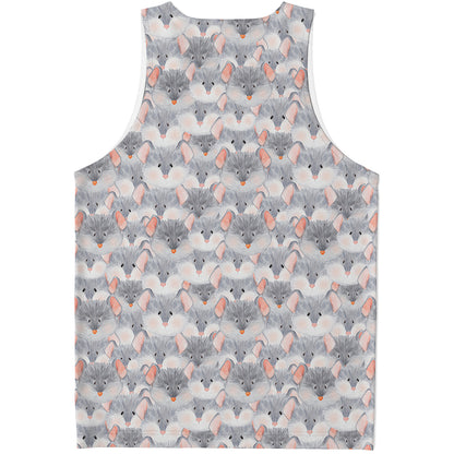 Watercolor Rat Pattern Print Men's Tank Top
