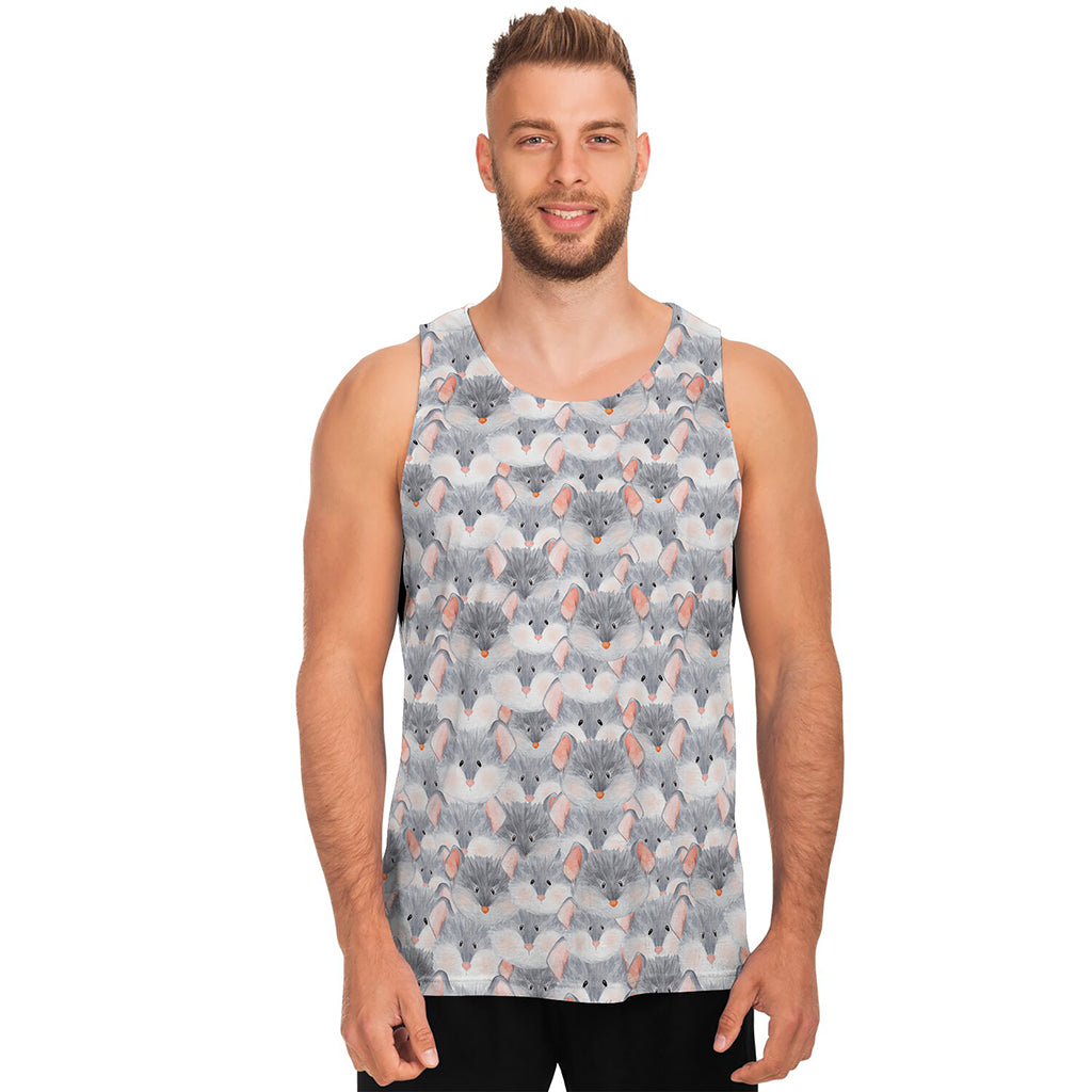 Watercolor Rat Pattern Print Men's Tank Top