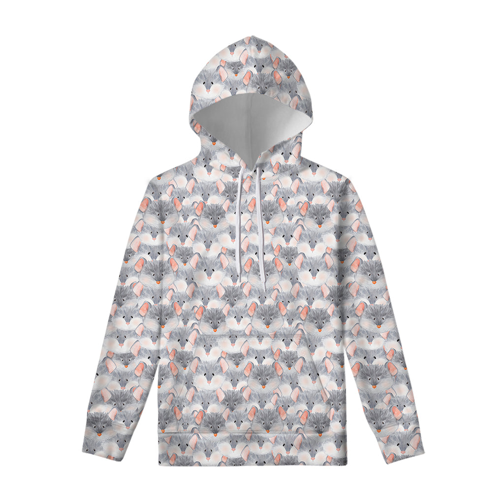 Watercolor Rat Pattern Print Pullover Hoodie
