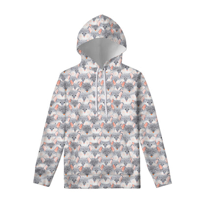 Watercolor Rat Pattern Print Pullover Hoodie