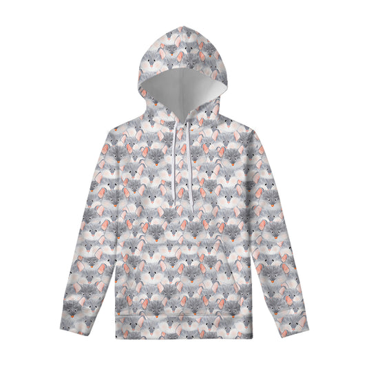 Watercolor Rat Pattern Print Pullover Hoodie