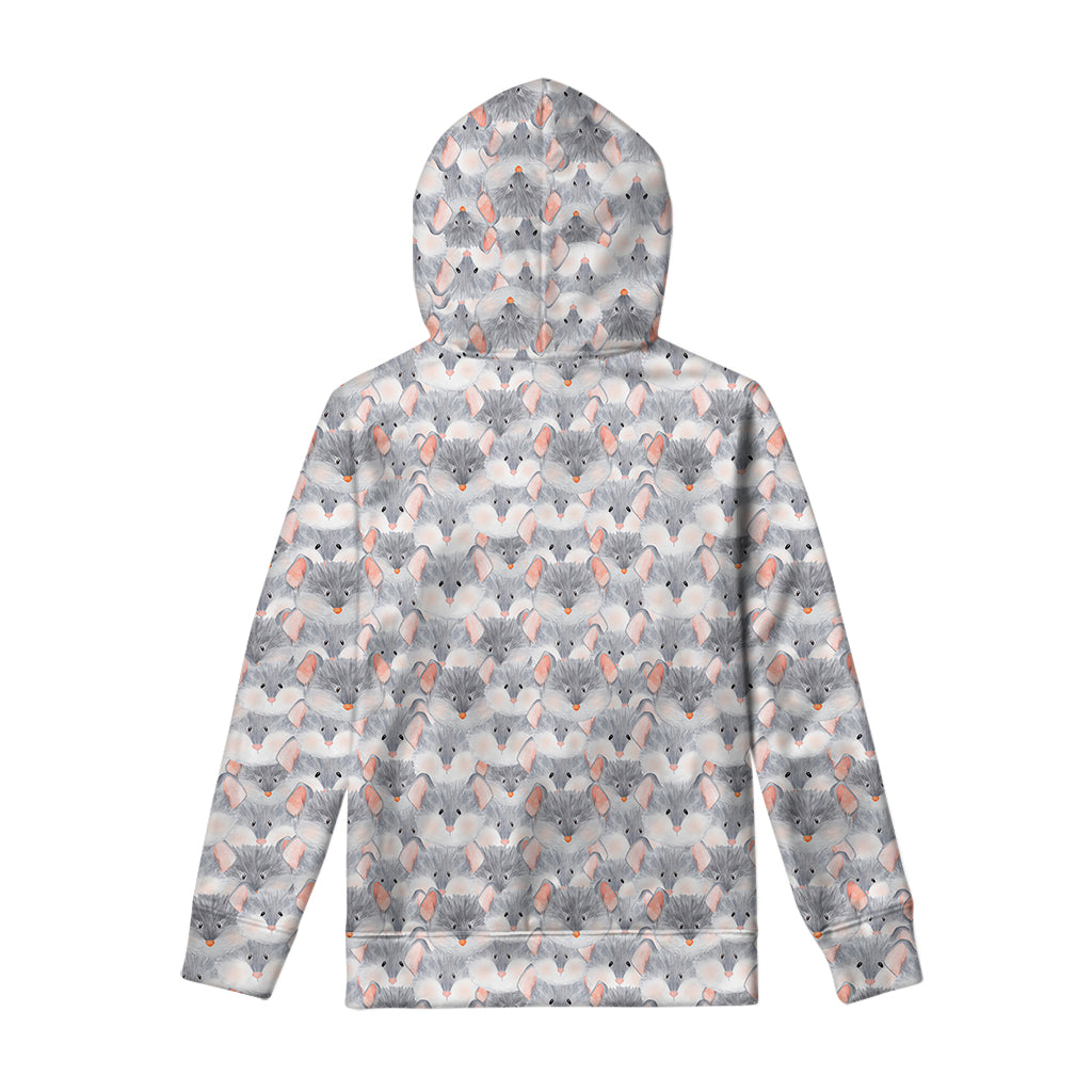 Watercolor Rat Pattern Print Pullover Hoodie