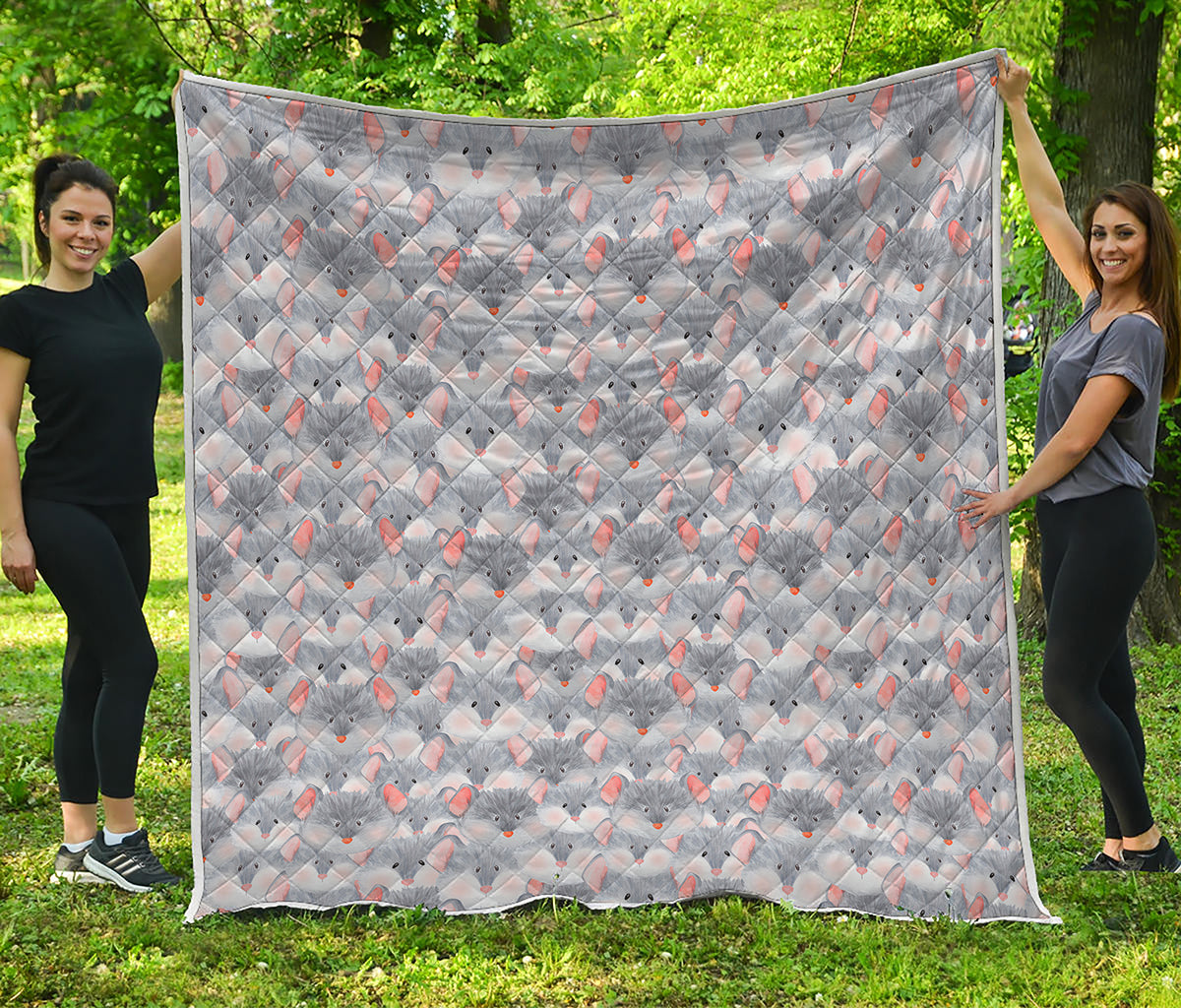 Watercolor Rat Pattern Print Quilt