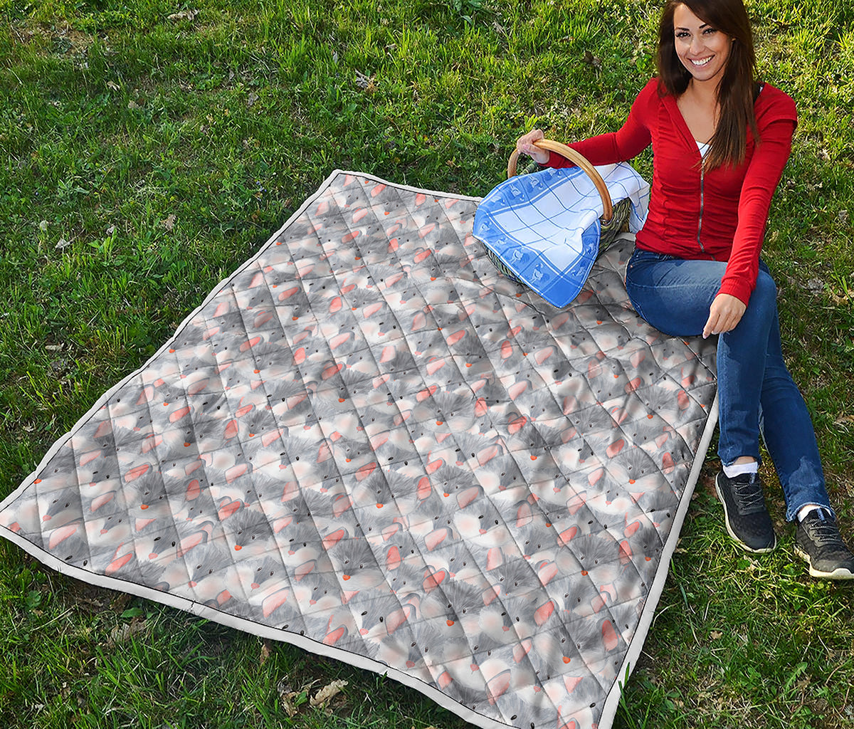 Watercolor Rat Pattern Print Quilt