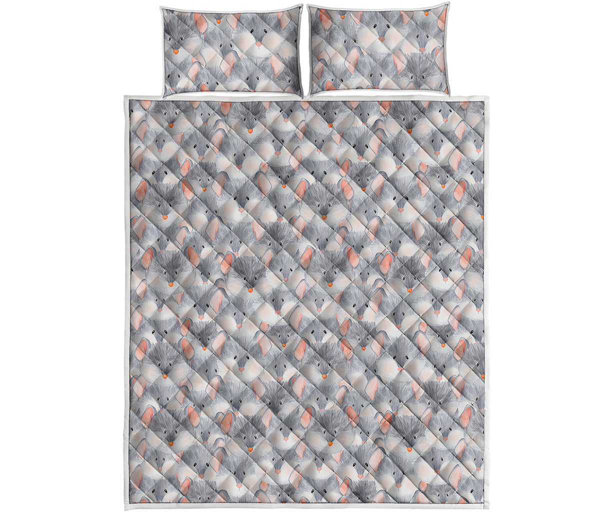 Watercolor Rat Pattern Print Quilt Bed Set