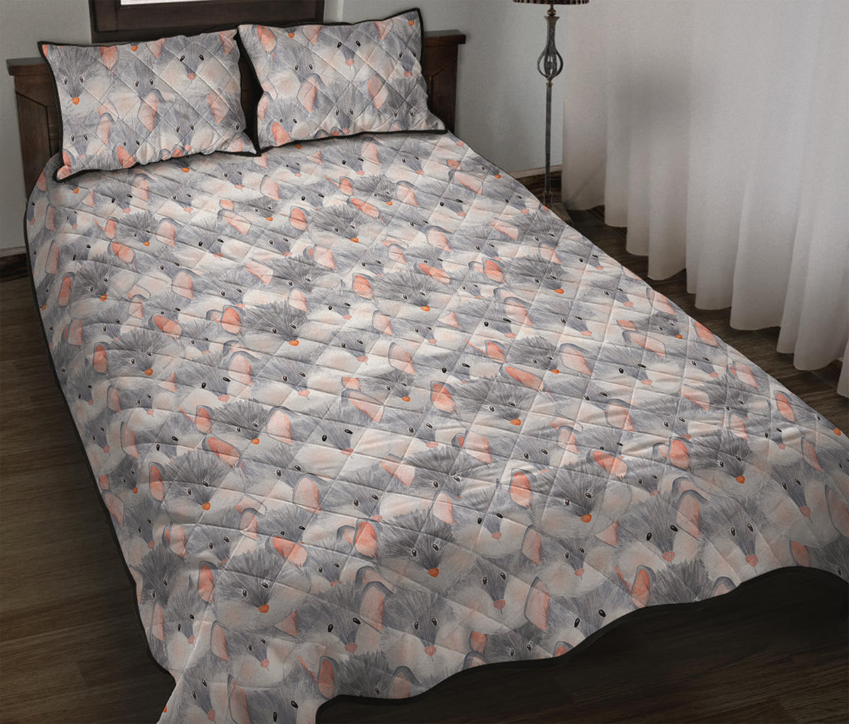 Watercolor Rat Pattern Print Quilt Bed Set
