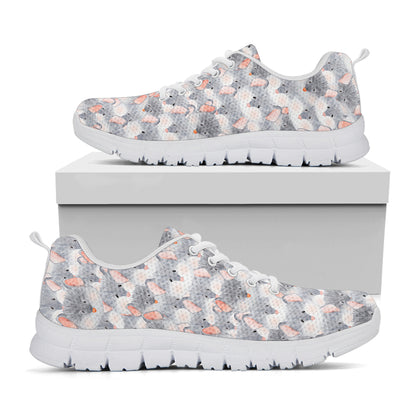 Watercolor Rat Pattern Print White Sneakers