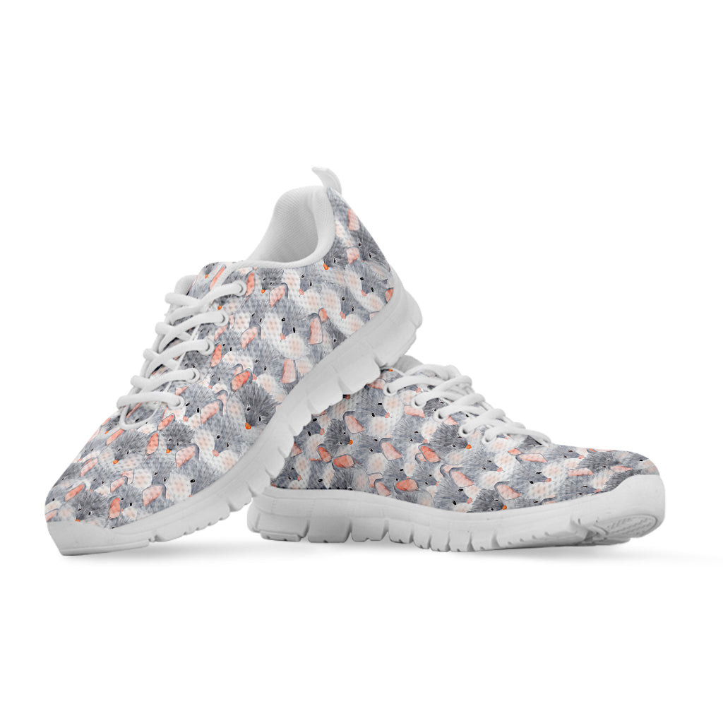Watercolor Rat Pattern Print White Sneakers