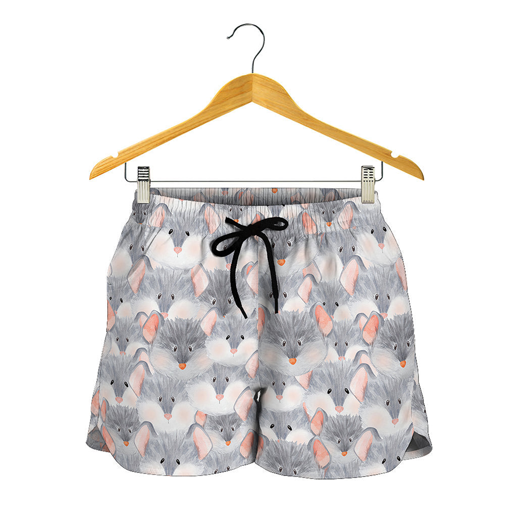 Watercolor Rat Pattern Print Women's Shorts