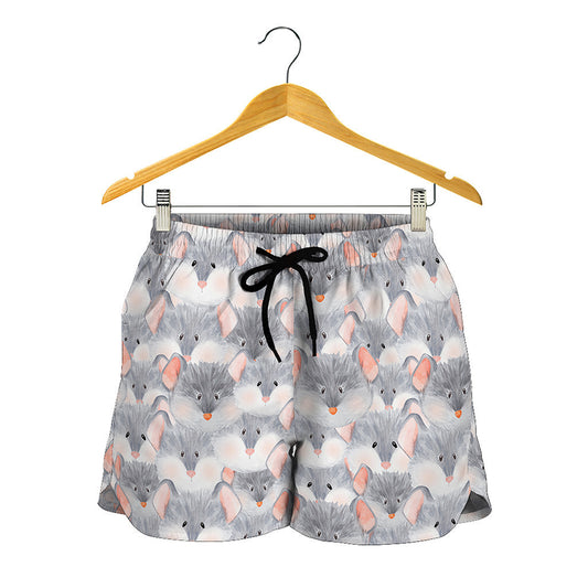 Watercolor Rat Pattern Print Women's Shorts