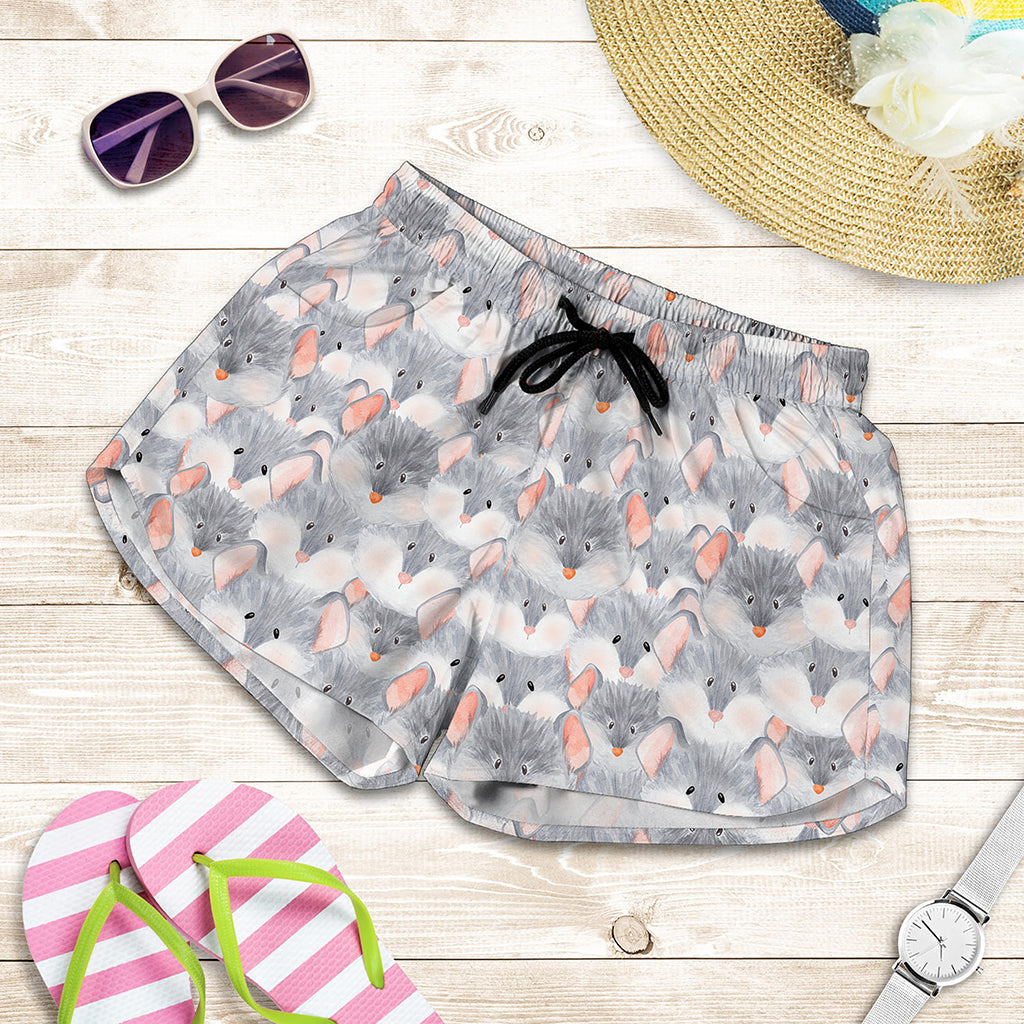 Watercolor Rat Pattern Print Women's Shorts