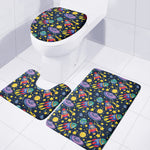Watercolor Rocket Pattern Print 3 Piece Bath Mat Set