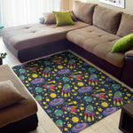 Watercolor Rocket Pattern Print Area Rug