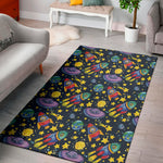 Watercolor Rocket Pattern Print Area Rug