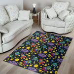 Watercolor Rocket Pattern Print Area Rug