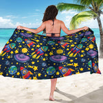 Watercolor Rocket Pattern Print Beach Sarong Wrap