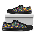 Watercolor Rocket Pattern Print Black Low Top Sneakers