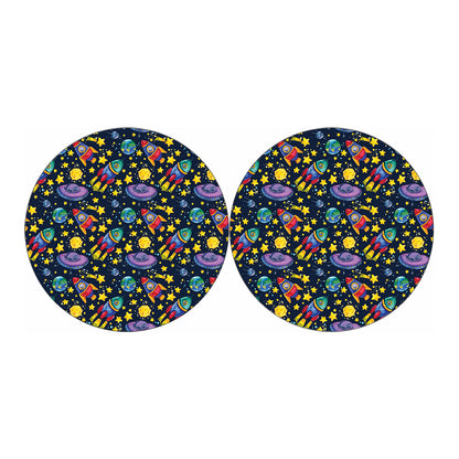 Watercolor Rocket Pattern Print Car Coasters