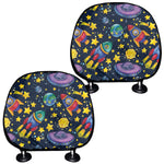 Watercolor Rocket Pattern Print Car Headrest Covers