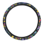 Watercolor Rocket Pattern Print Car Steering Wheel Cover