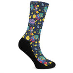 Watercolor Rocket Pattern Print Crew Socks