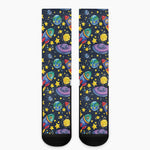 Watercolor Rocket Pattern Print Crew Socks