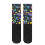 Watercolor Rocket Pattern Print Crew Socks