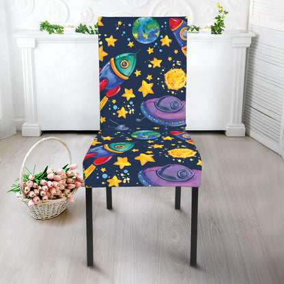 Watercolor Rocket Pattern Print Dining Chair Slipcover