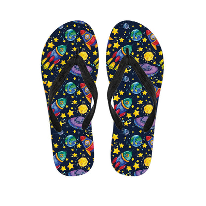 Watercolor Rocket Pattern Print Flip Flops
