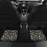 Watercolor Rocket Pattern Print Front and Back Car Floor Mats