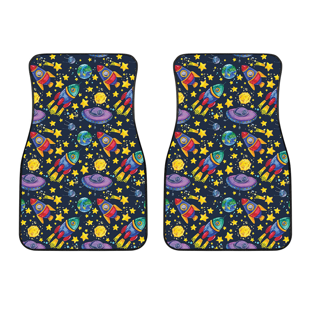 Watercolor Rocket Pattern Print Front Car Floor Mats