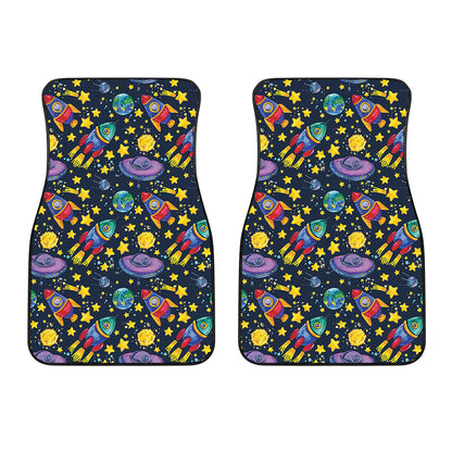 Watercolor Rocket Pattern Print Front Car Floor Mats
