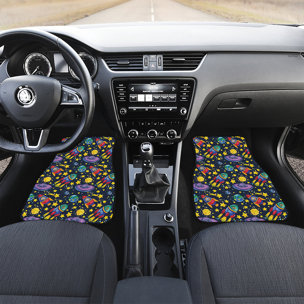 Watercolor Rocket Pattern Print Front Car Floor Mats
