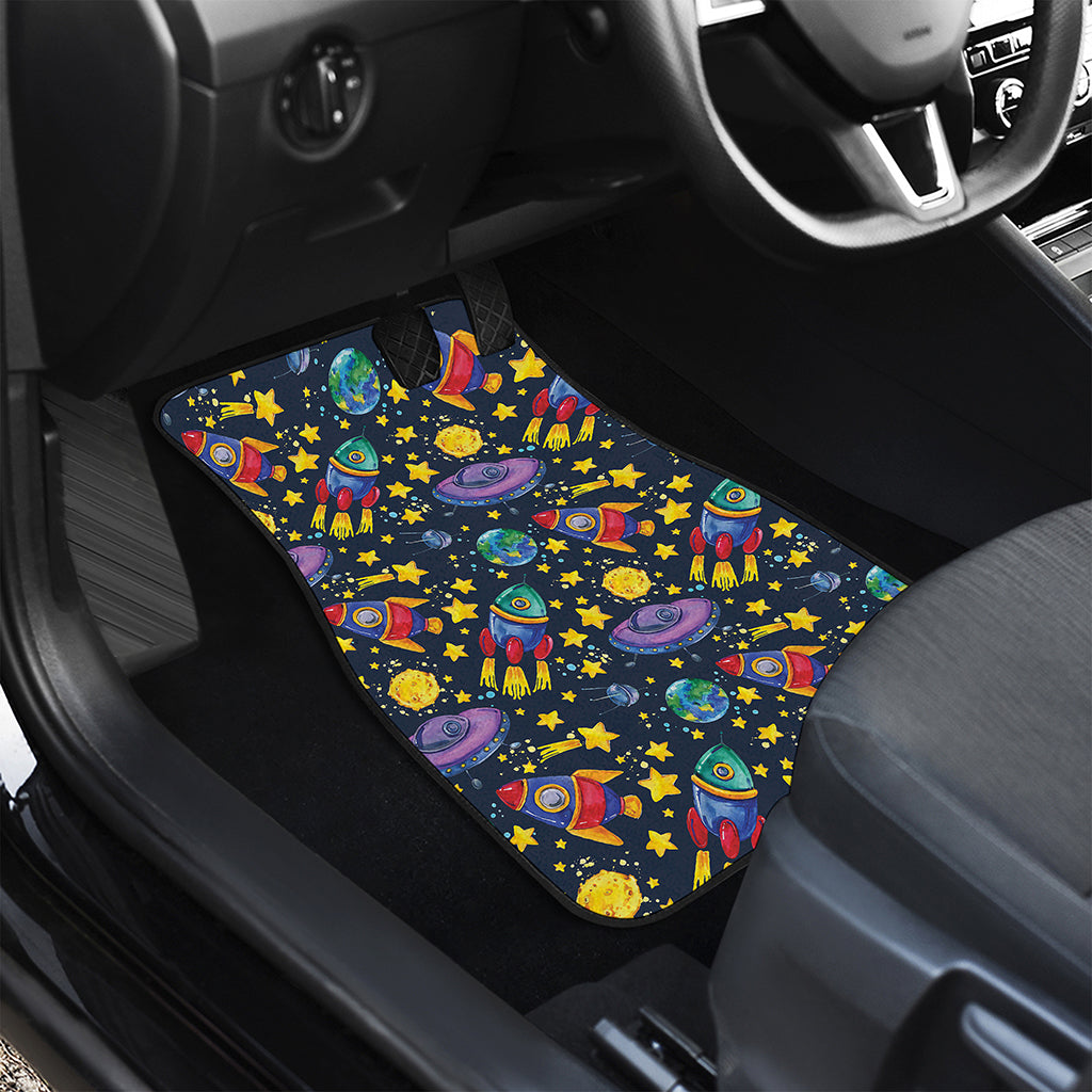 Watercolor Rocket Pattern Print Front Car Floor Mats