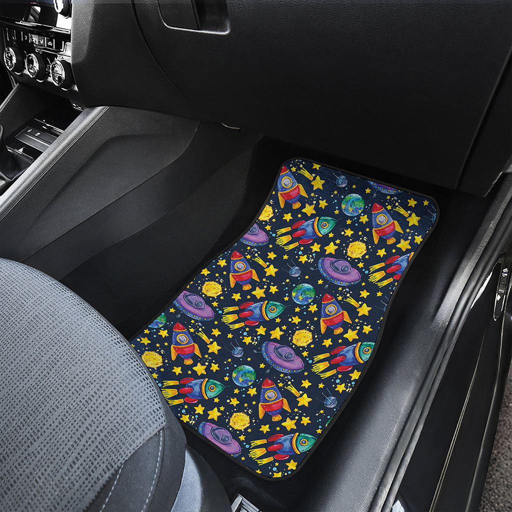 Watercolor Rocket Pattern Print Front Car Floor Mats